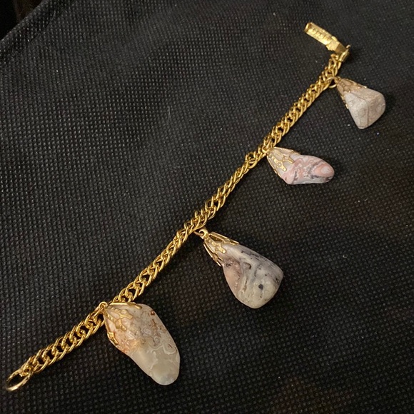 Vintage 4 piece brooch, bracelet, keychain & necklace with mixed stones - Picture 6 of 10